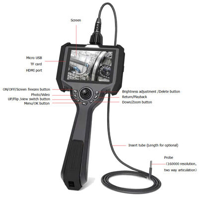 Endoscopio di ispezione industriale portatile 160000 Pixel VH510-18-100
