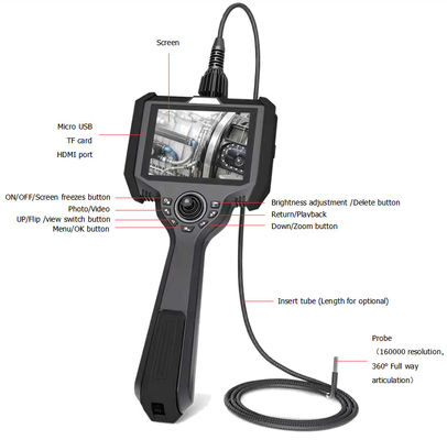 Endoscopio ottico industriale portatile IP54 Articulazione a 360° in direzione completa