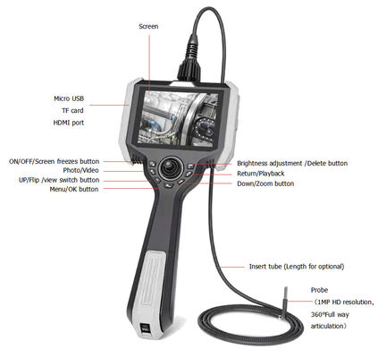 Endoscopio digitale industriale multifunzione Endoscopio di ispezione portatile VH510-80-500