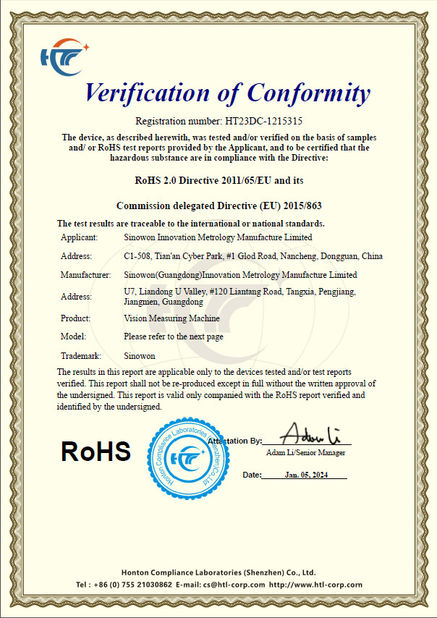 Porcellana Hoyamo and Sinowon Inc Certificazioni